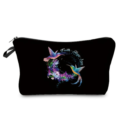 Stylish Butterfly Pattern Makeup Bag - Foldable Cosmetic Bag with Zipper for Toiletries and Travel