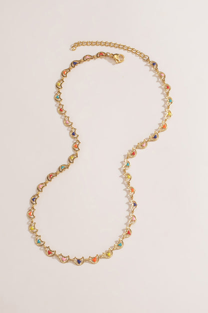 Collier en acier inoxydable coeur multicolore