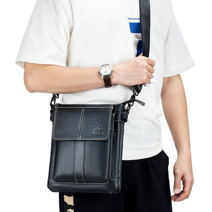 Upgrade Your Style with this Stylish Men's Leather Messenger Bag - Cow Leather Shoulder Bag!