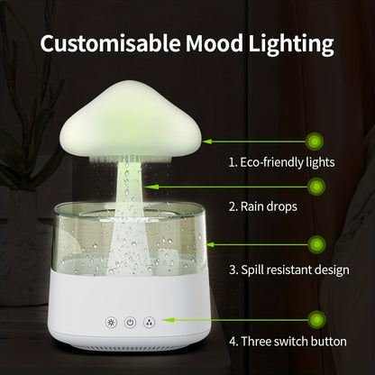 7-Color LED Night Light Rain Cloud Humidifier: Cute Humidifier & Oil Diffuser for Bedroom & Desk - Helps You Sleep & Relax with the Sound of Rain!