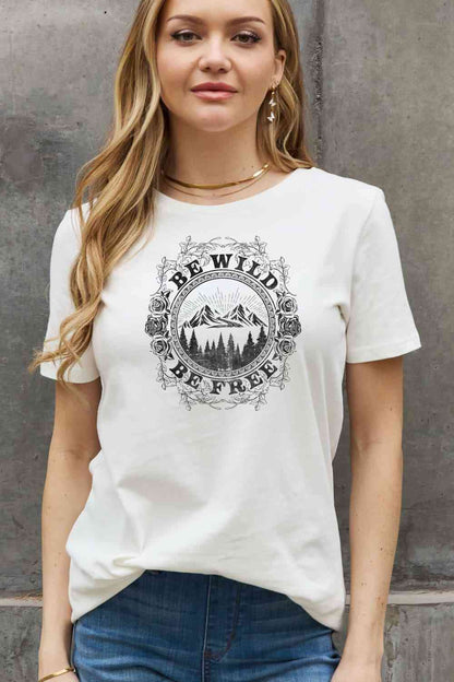 Simply Love T-shirt en coton graphique pleine taille BE WILD BE FREE