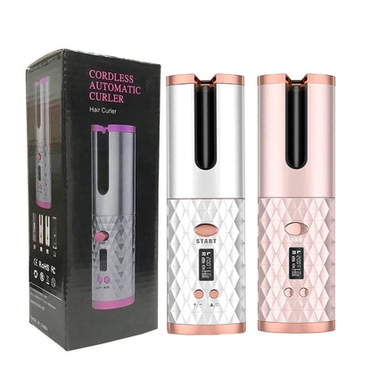 5000mAh Portable Wireless Hair Curler with LCD Screen & Diamond Pattern - Fully Automatic Charging & Curling!