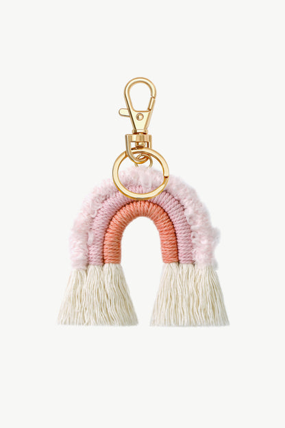 Fringe Trim Rainbow Key Chain