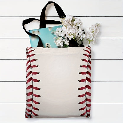 Super Bowl-Inspired Baseball Print Canvas Bag: Lightweight, Versatile Shopper Bag for Any Occasion