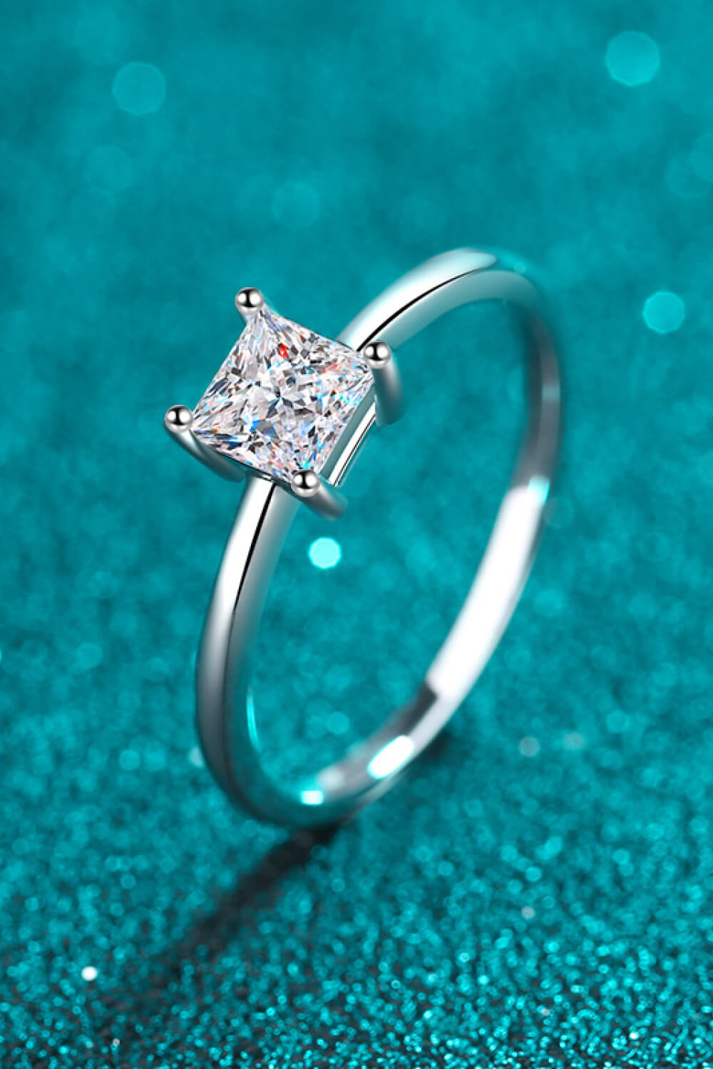 Bague solitaire moissanite en argent sterling 925