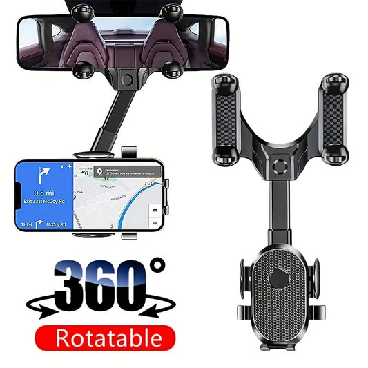 Upgrade Your Car Rearview Mirror with a Phone Holder That's Smart, Rotatable, and Adjustable!