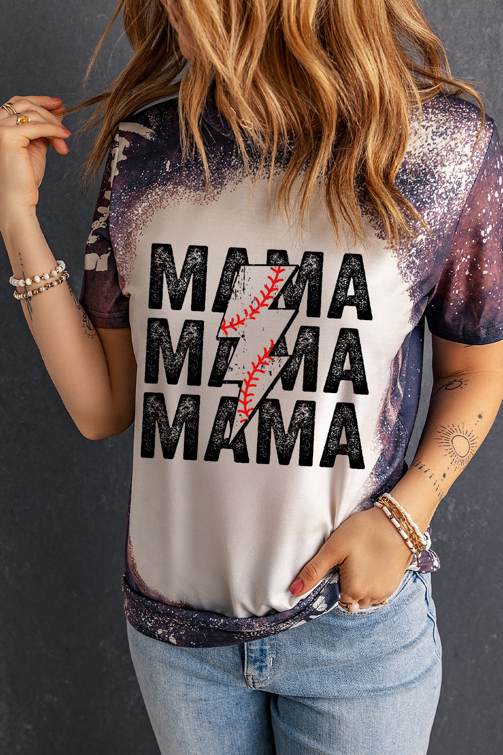 T-shirt imprimé à col rond MAMA