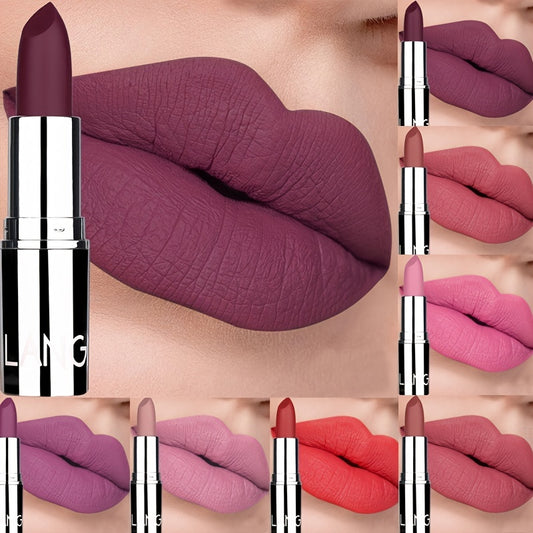 8 colors Moisturizing Matte Lipstick - Waterproof, Velvet Finish, Non-Stick Cup, Long-Lasting Makeup