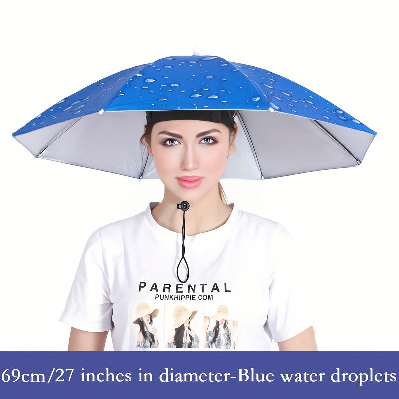 Stay Protected from the Elements with this Lightweight Hat Umbrella - 27in/69cm Diameter, Dual-use for Rain or Shine!