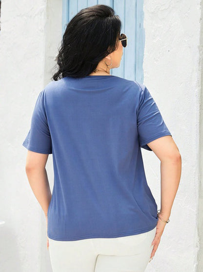 Plus Size Cutout Short Sleeve Top