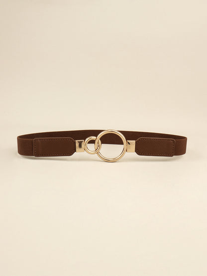 Double Ring Buckle Elastic PU Belt