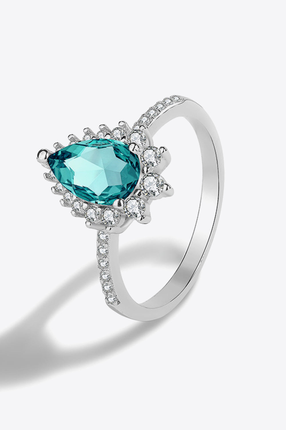 Bague en forme de poire en Zircon bleu Paraiba naturel