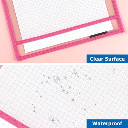 6/10/20/30pcs Reusable Dry Erase Pocket, Oversized Oversized Write And Wipe Pockets With Rings, Clear Plastic Sheet Protectors, Teacher School Classroom Supplies