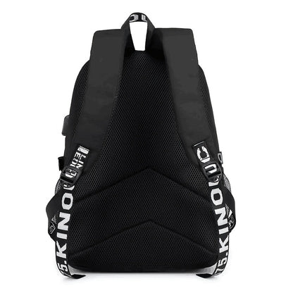 Stylish USB Charging Happy Face Backpack - Waterproof, Durable & Perfect for School!