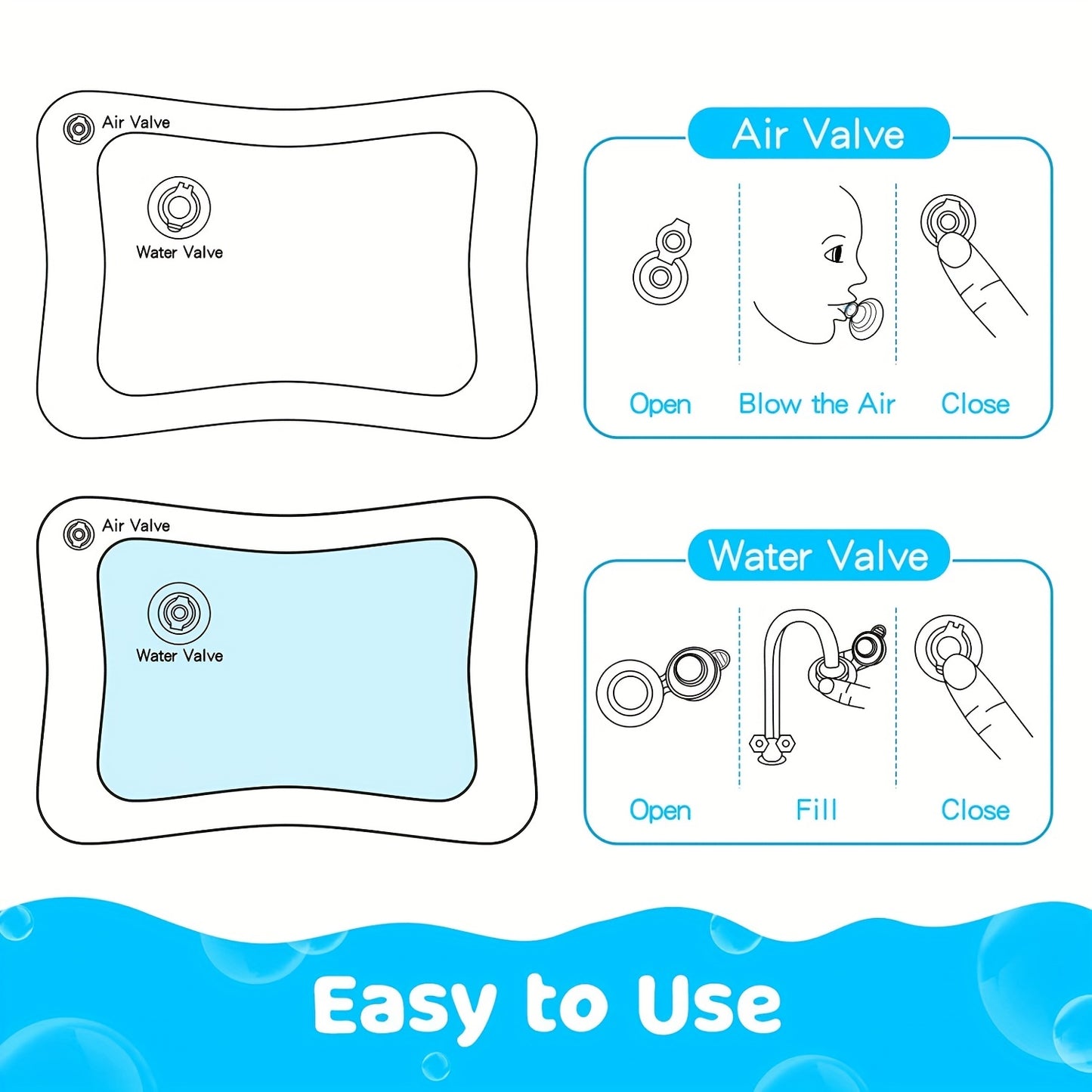 1pc Water Mat ，Water Play Mat For Babies Cute Baby Toys Inflatable Tummy Time Water Play Mat For Infants And Toddlers 3 To 12 Months Promote Development Baby Gifts