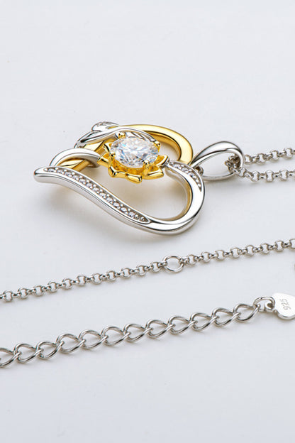 Collier pendentif coeur moissanite bicolore 1 carat