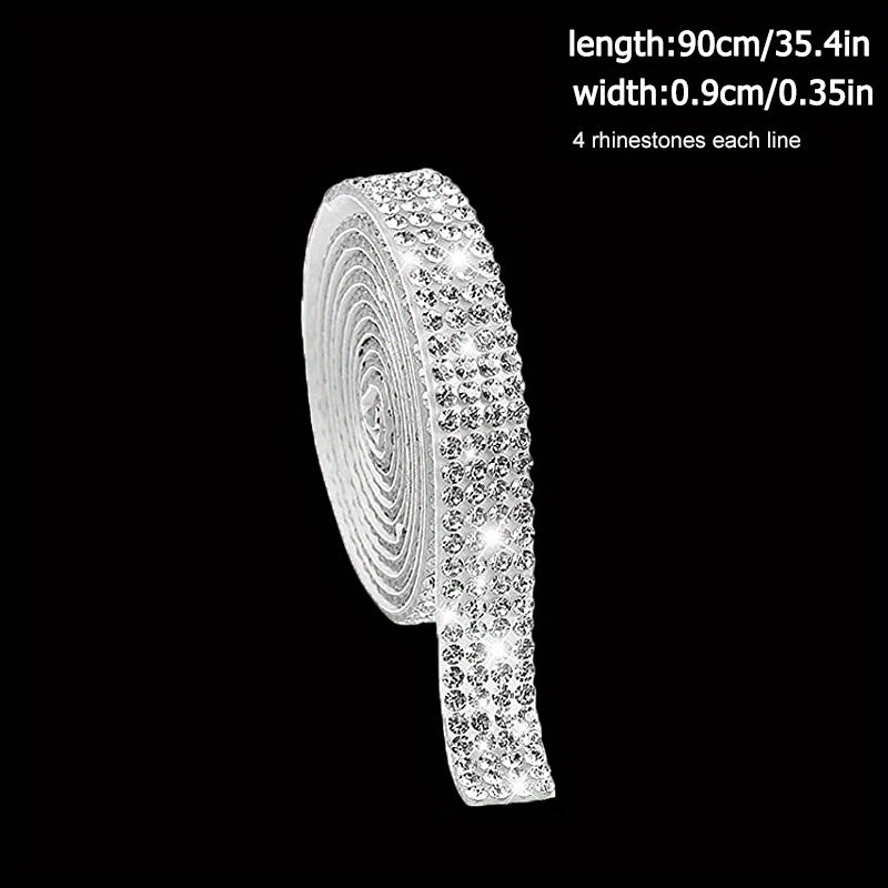 35.43inch Self Adhesive Crystal Rhinestone Sticker Diamond Ribbon DIY Sticker Rhinestones Arts Crafts Car Phone Camera Decoration