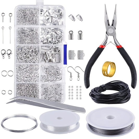 900pcs Jewelry Making Starter Kit Earrings Necklace Findings DIY Beads Plier Tools Set Jewelry Repair Tool Set Jewelry Accessories Suitable For Adults And Beginners