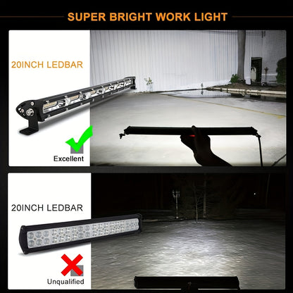 Barra de luz de trabajo LED ultrafina para vehículos todoterreno: focos/reflectores de 12 V/24 V para automóviles, SUV, camiones y tractores 