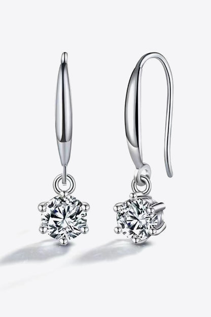 Boucles d'oreilles pendantes à 6 griffes en moissanite 2 carats