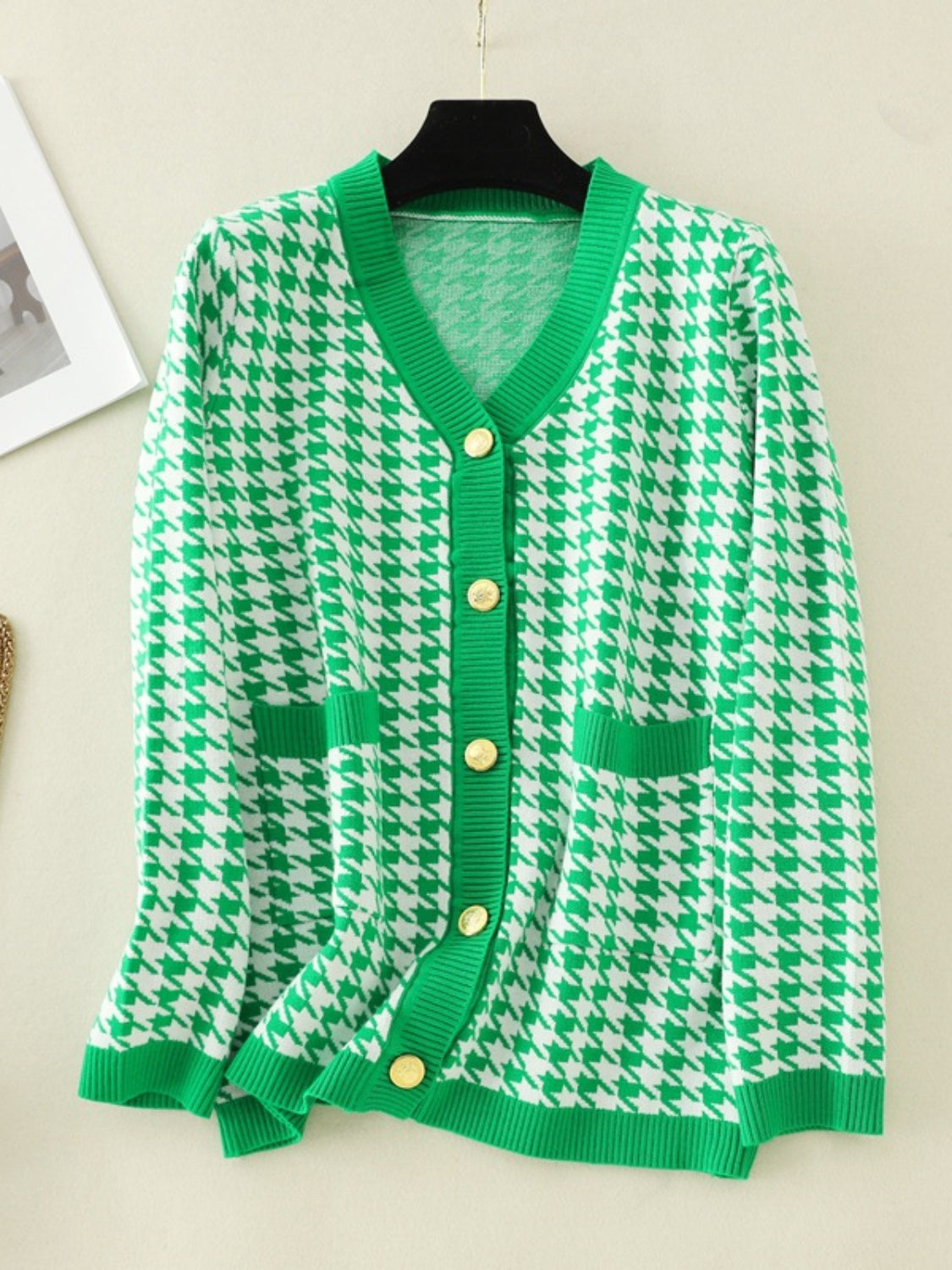 Houndstooth Button Down Cardigan