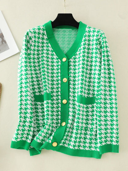 Houndstooth Button Down Cardigan