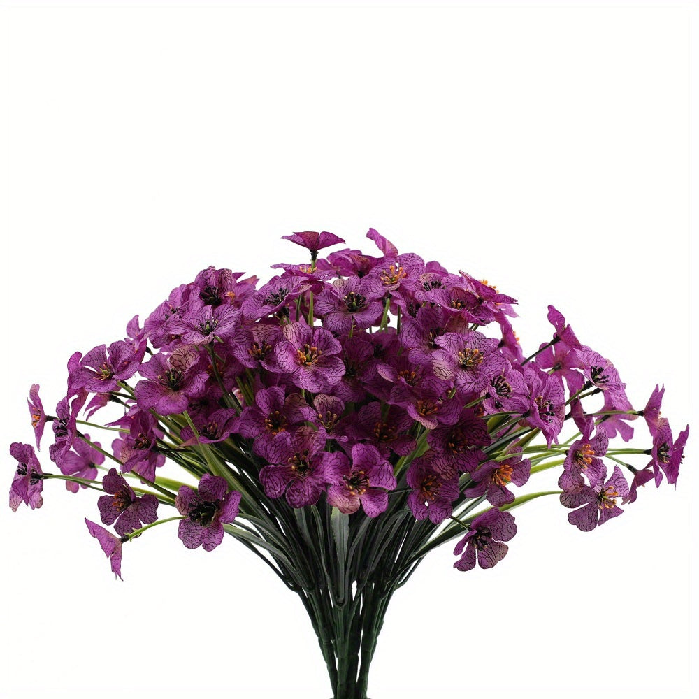 8 Bundles of UV-Resistant Artificial Flowers - Perfect for Outdoor & Indoor Decorations!