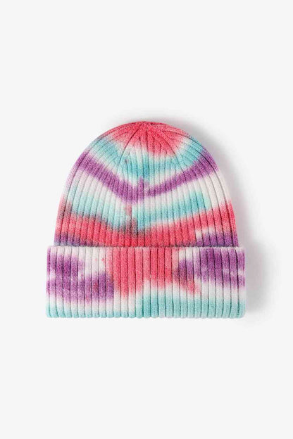 Bonnet en tricot côtelé tie-dye