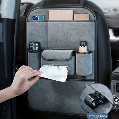 Upgrade Your Car with this Premium Car SeatBack Organizer - Kick Mats, Protector & Cup Holder!