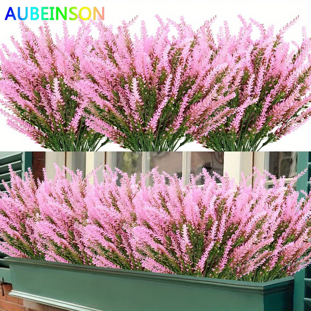 6 Bundles of UV-Resistant Artificial Lavender Flowers - Perfect for Garden, Porch, Window Box Decorating!