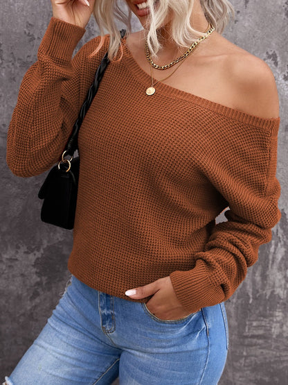 Crisscross Back Waffle-Knit Sweater