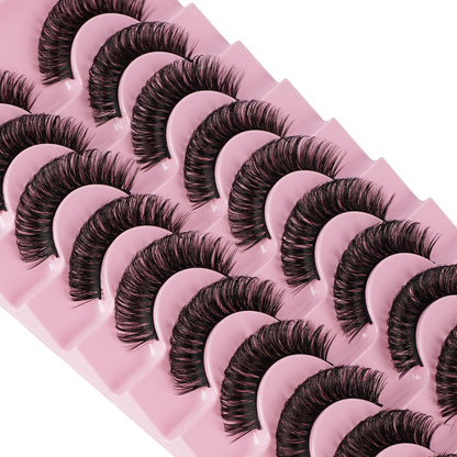 10 Paris Fluffy False Eyelashes, 3D Natural Look Lashes For Women, Volume Soft EyeLashes, DH06-03