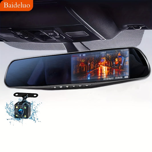 4.2 Inch Large Screen Rearview Mirror Dash Cam Dual Lens HD 1080P Night Market HD Dash Cam For All Models