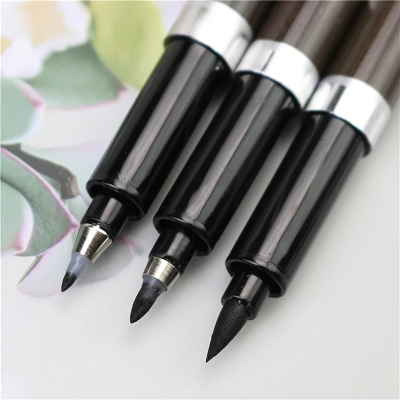 3pcs Black Durable Calligraphy Pens - Perfect for Small & Regular Scripts!