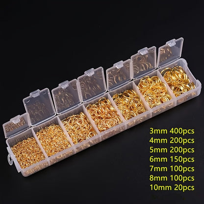 1450 pc DIY Jewelry Making Kit - 3mm-10mm Open Jump Rings for Handcrafted Jewelry