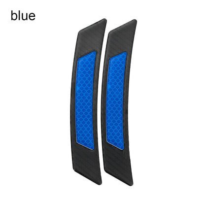 2Pcs Car Wheel Eyebrows Bump Protector, Auto Reflective Stickers Carbon Fiber Print Edge Protection Strip Collision Warning Decoration Car Accessaries