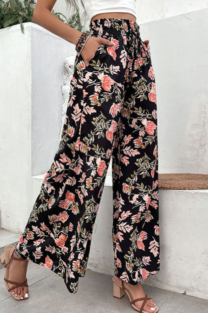 Pantalon large à fleurs à enfiler