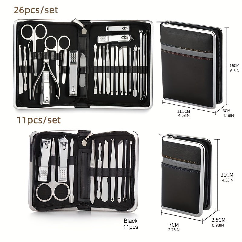 26 pcs Stainless Steel Nail Clippers and Cuticle Nipper Set - Professional Manicure and Pedicure Tools for Perfect Nail Care