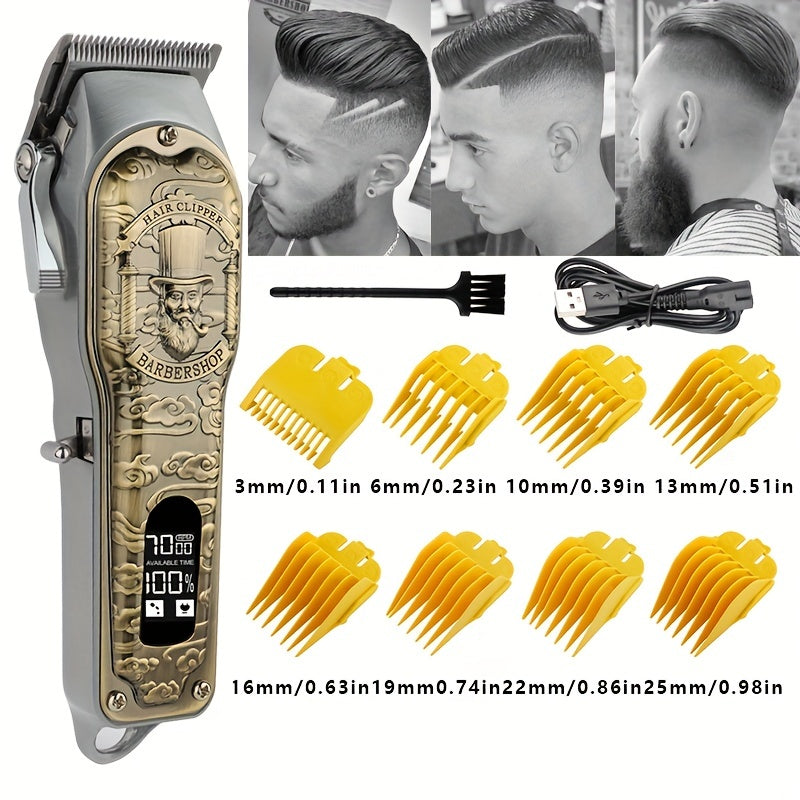 Upgrade Your Hair Styling Game with Professional Dragon Pattern Electric Hair Clipper - USB Charging & Home Hair Cutting