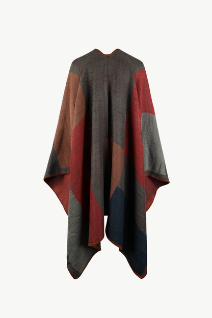 Color Block Open Front Poncho