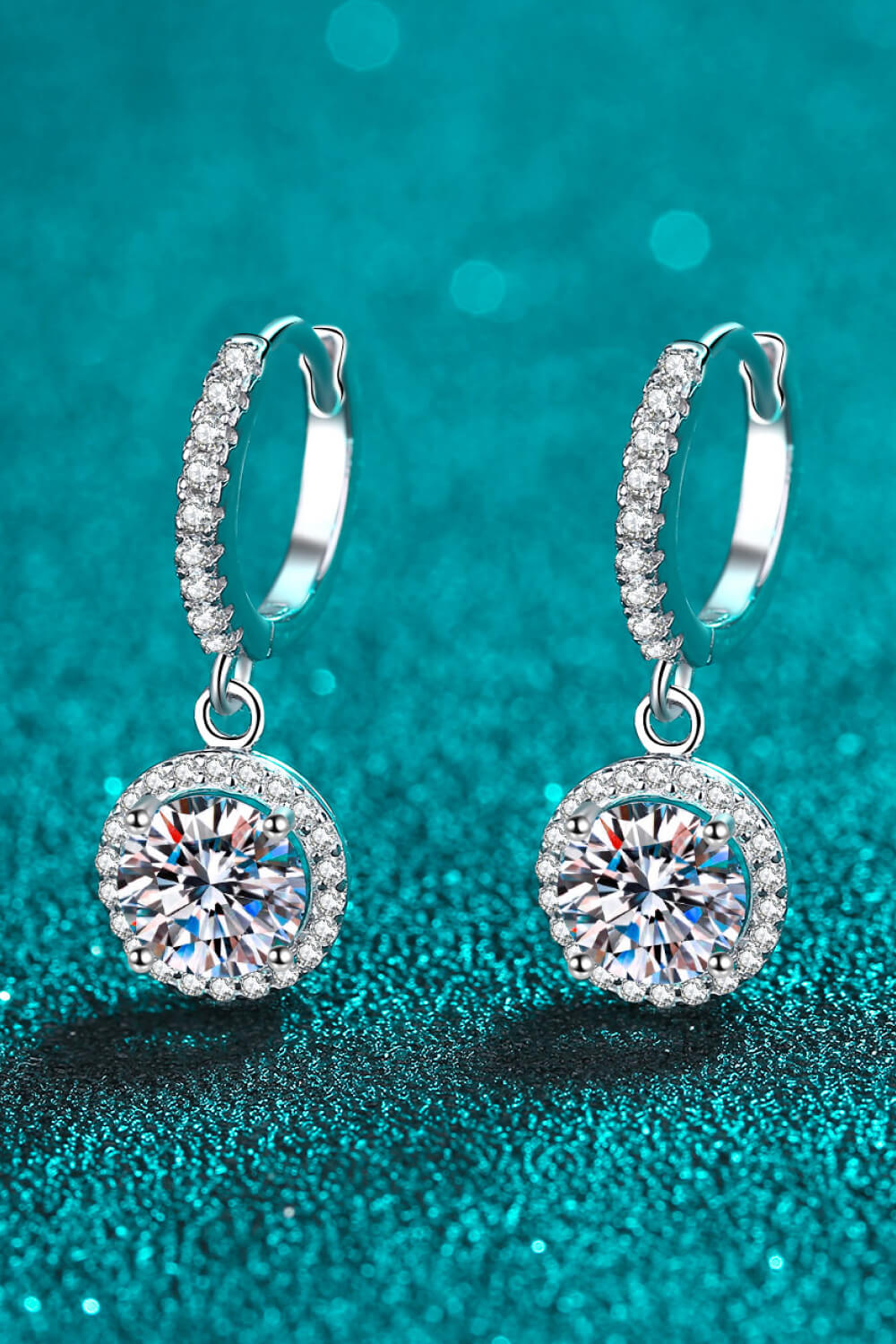 Moissanite Round-Shaped Drop Earrings