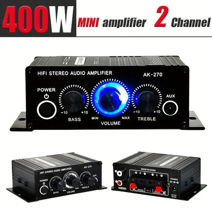 400W Mini Power Amplifier: Get Crystal Clear Audio with 2.0 Stereo Sound for Home/Car Theater System