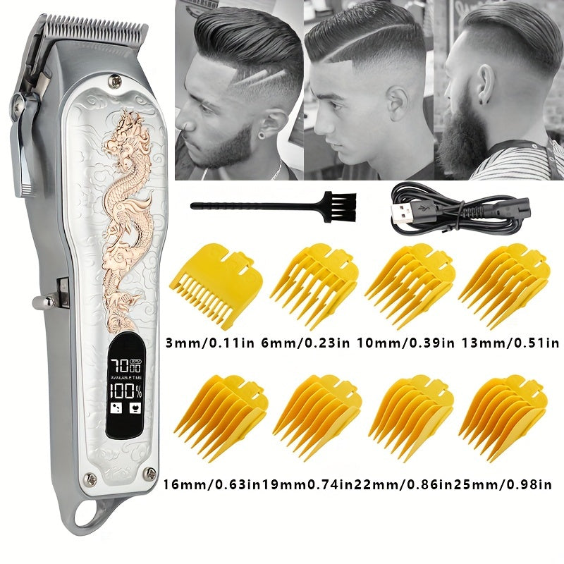 Upgrade Your Hair Styling Game with Professional Dragon Pattern Electric Hair Clipper - USB Charging & Home Hair Cutting