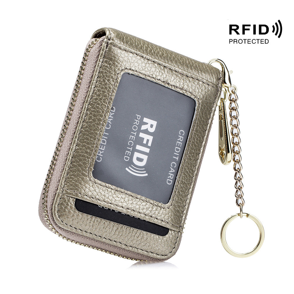 Porte-cartes de crédit RFID élégant – Portefeuille multi-compartiments avec étui à cartes simple à fermeture éclair 