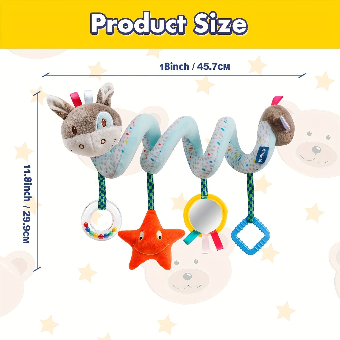 Baby Car Seat Toys Activity Stroller Mobile Toy, For Boys Girls, Spiral Hanging Plush Toys, For Bassinet Crib Baby Carrier