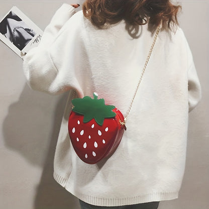 Strawberry Shaped Crossbody Bag, Cute Cartoon Novelty Coin Purse, Mini Chain Shoulder Bag For Girls & Women