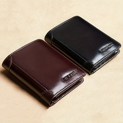 Vintage Leather Wallet for Men - RFID Anti-theft Brush Trifold Credit Card Wallet - Perfect Valentine's Day Gift!