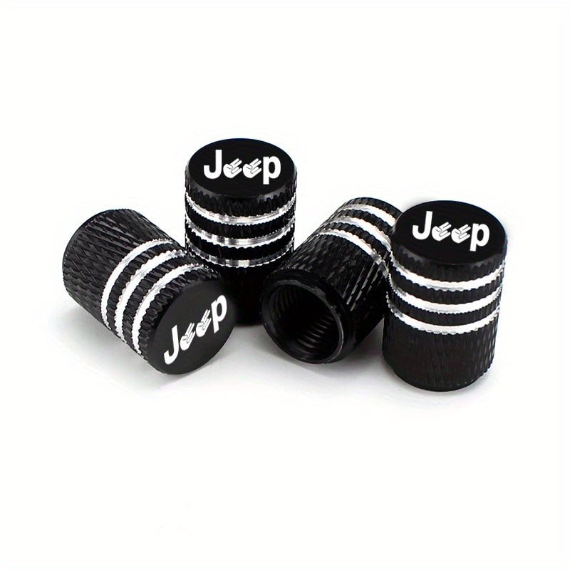 4pcs/set For Jeep Logo Wrangler JK JL Grand Cherokee Commander Renegade Compass Liberty Alloy Car Wheel Tire Valve Stem Cap Accessories