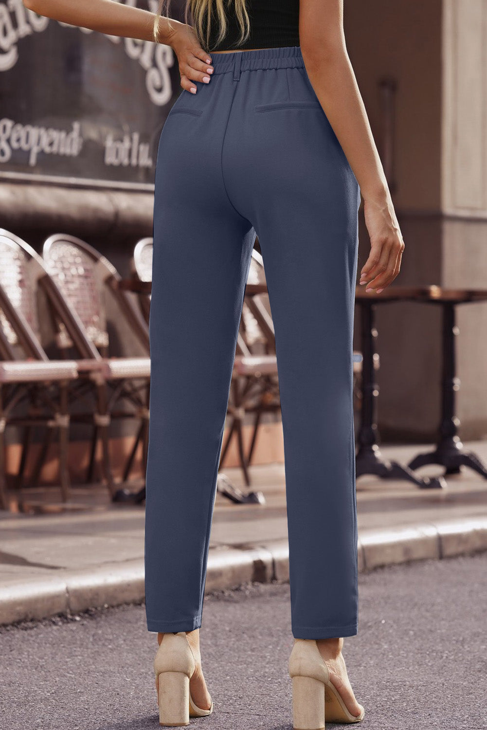 Ankle-Length Straight Leg Pants with Pockets