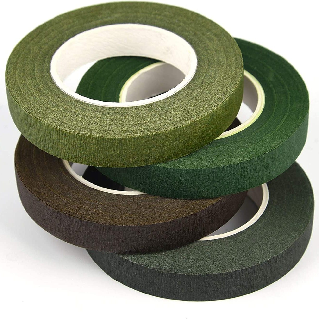 4 Rolls 1/2 Inch X 20 Yards Wide Floral Tapes For Bouquet Stem Wrapping And Floral Crafts,Wedding Bouquet,Dark Green,Light Green,Grass Green,Coffee